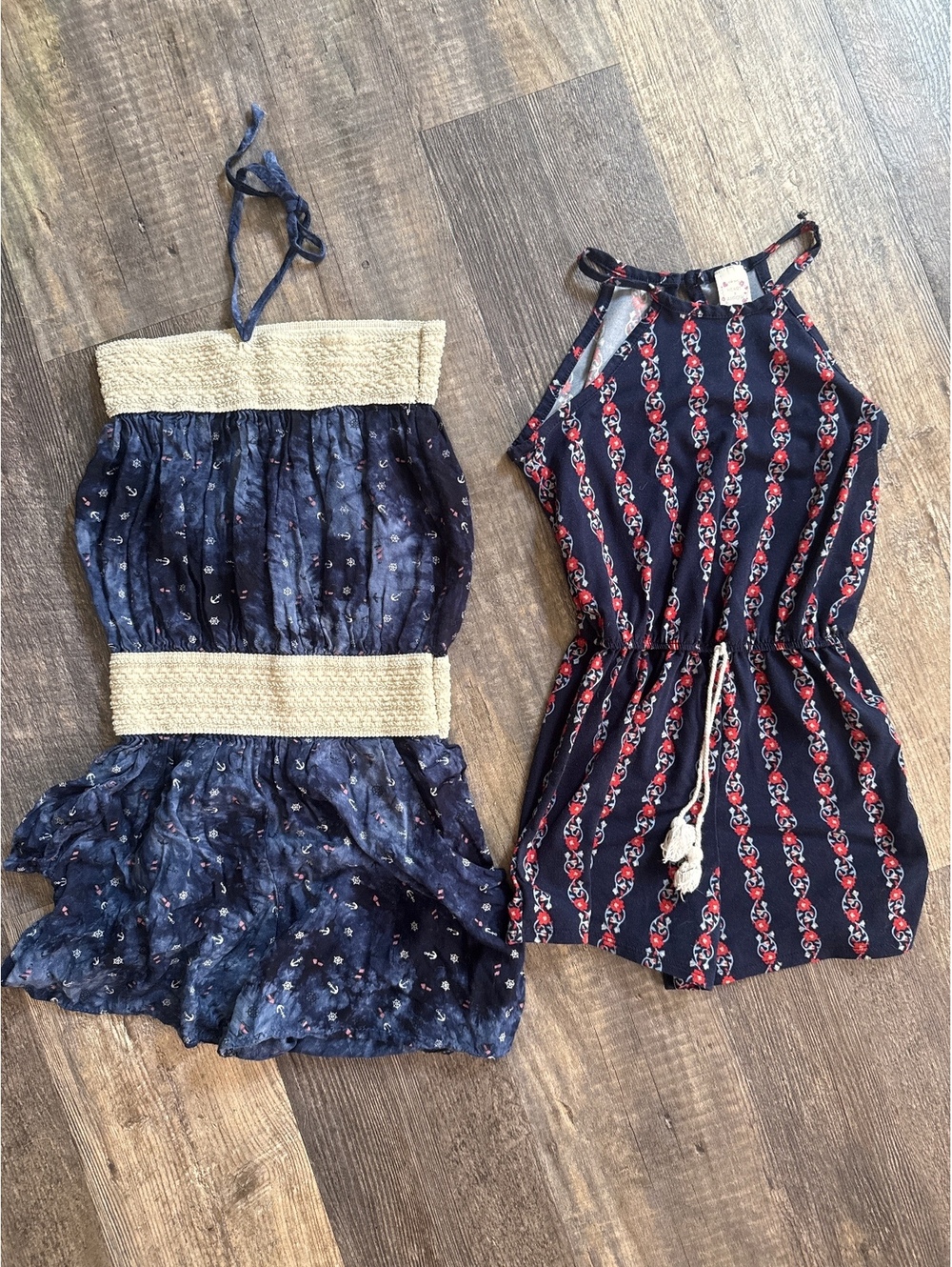Two girl’s Rompers - Heart & Arrow and Copper Key, Size Small